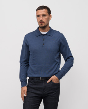 ISAIA Blue wool, silk and cashmere polo shirt MG8087Y0374