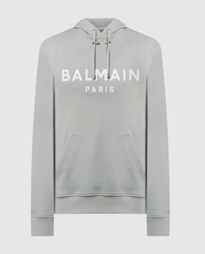 Balmain Gray hoodie with logo print DH1JR002BB65