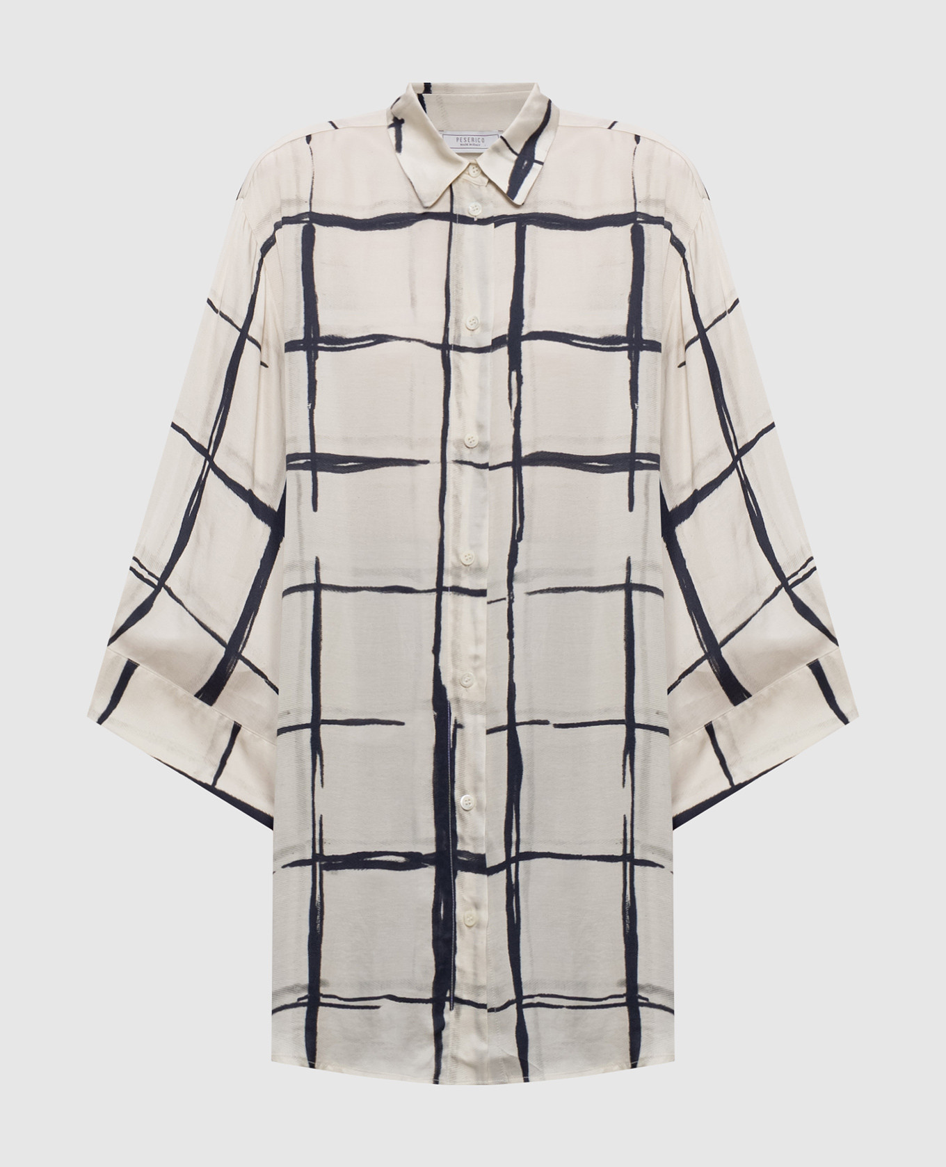 

Beige long checked blouse Peserico