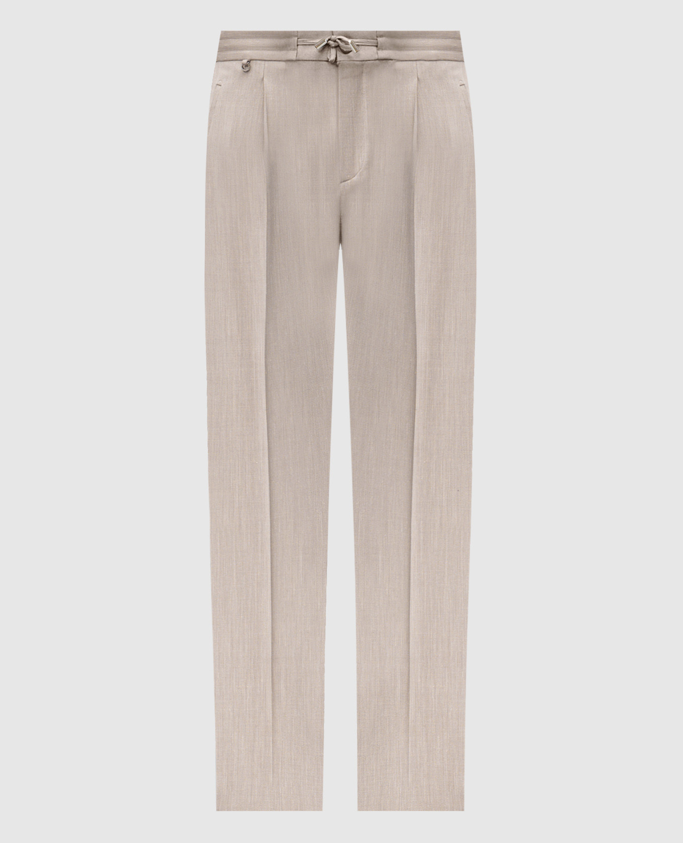 

Beige wool, silk and linen trousers with monogram logo Stefano Ricci