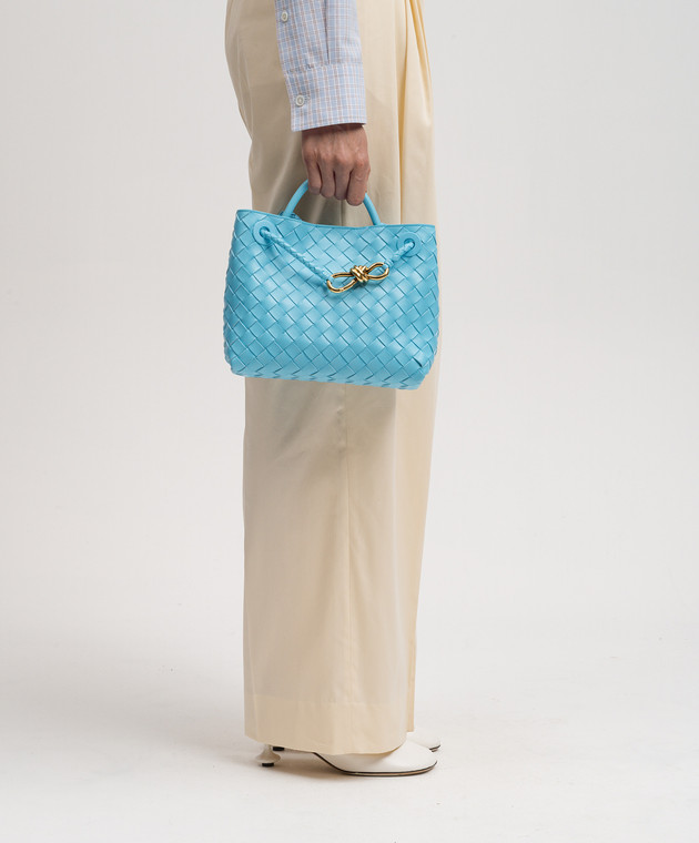 Bottega Veneta - Andiamo blue leather bag with metal knot