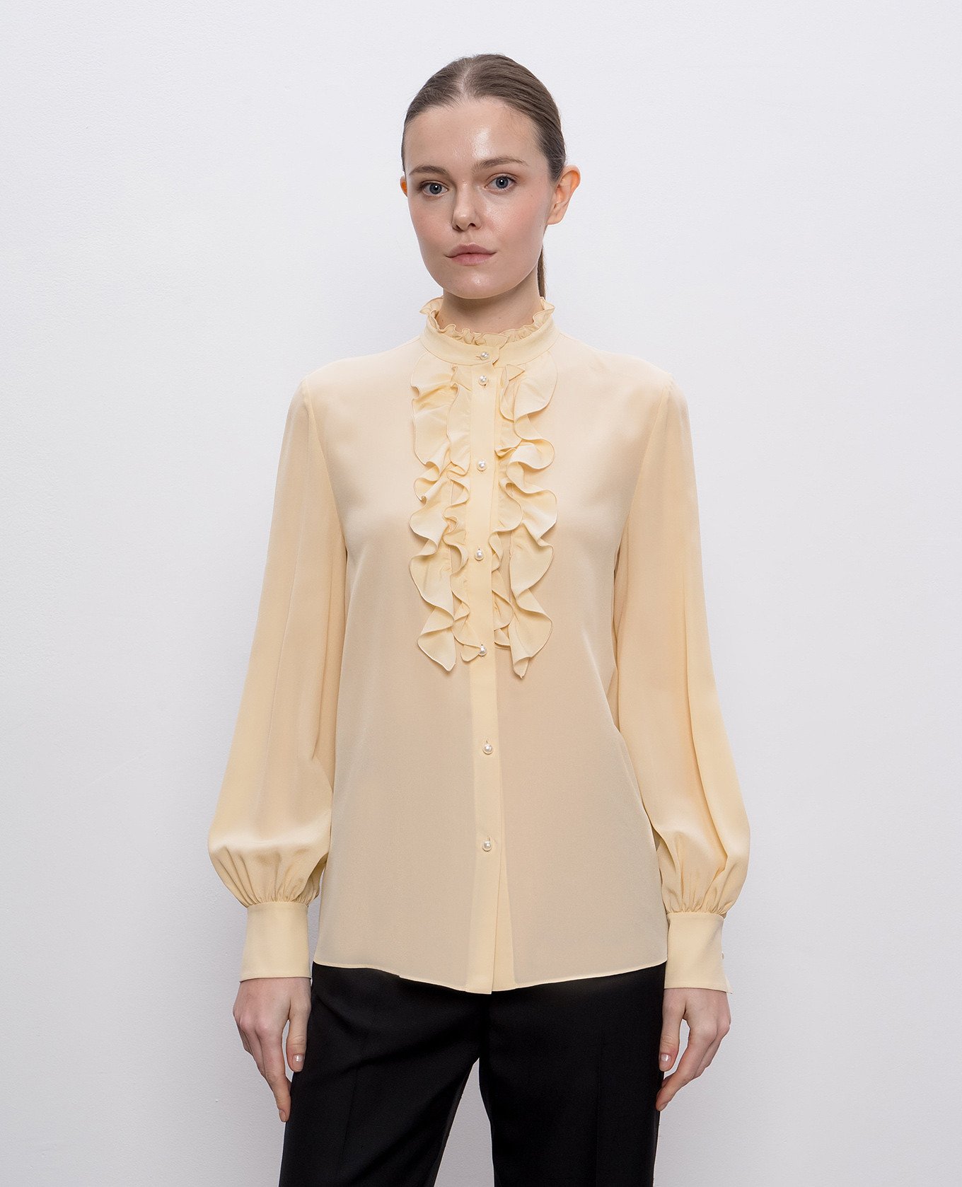 

Beige silk blouse with ruffles Valentino