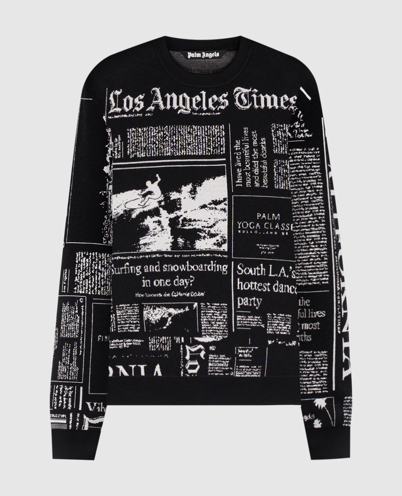 Black wool sweater with a pattern Palm Angels