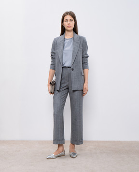Peserico Gray silk top with monil chain S08893D02372