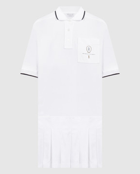 Brunello Cucinelli White Pleated Logo Dress ML824AEN41