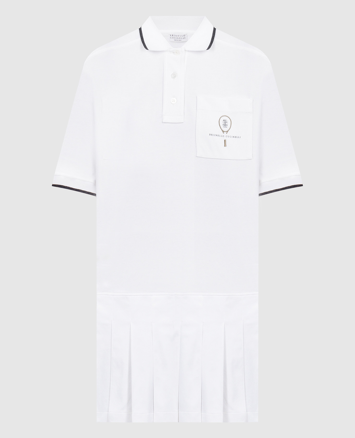 

White Pleated Logo Dress Brunello Cucinelli