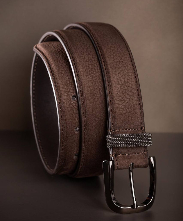 Peserico Brown Leather Belt with Silver Buckle Peserico Metal Buckle Leather Belt In Brown - 35% Off  main image 3