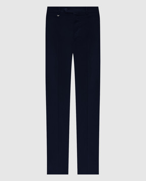 Stefano Ricci Blue linen pants with logo emblem M1T5100240CTL02S