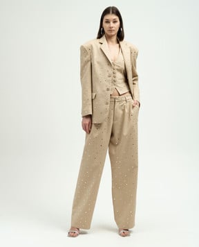 Giuseppe Di Morabito Milano Beige vest with crystals 02SSTO243FM02237