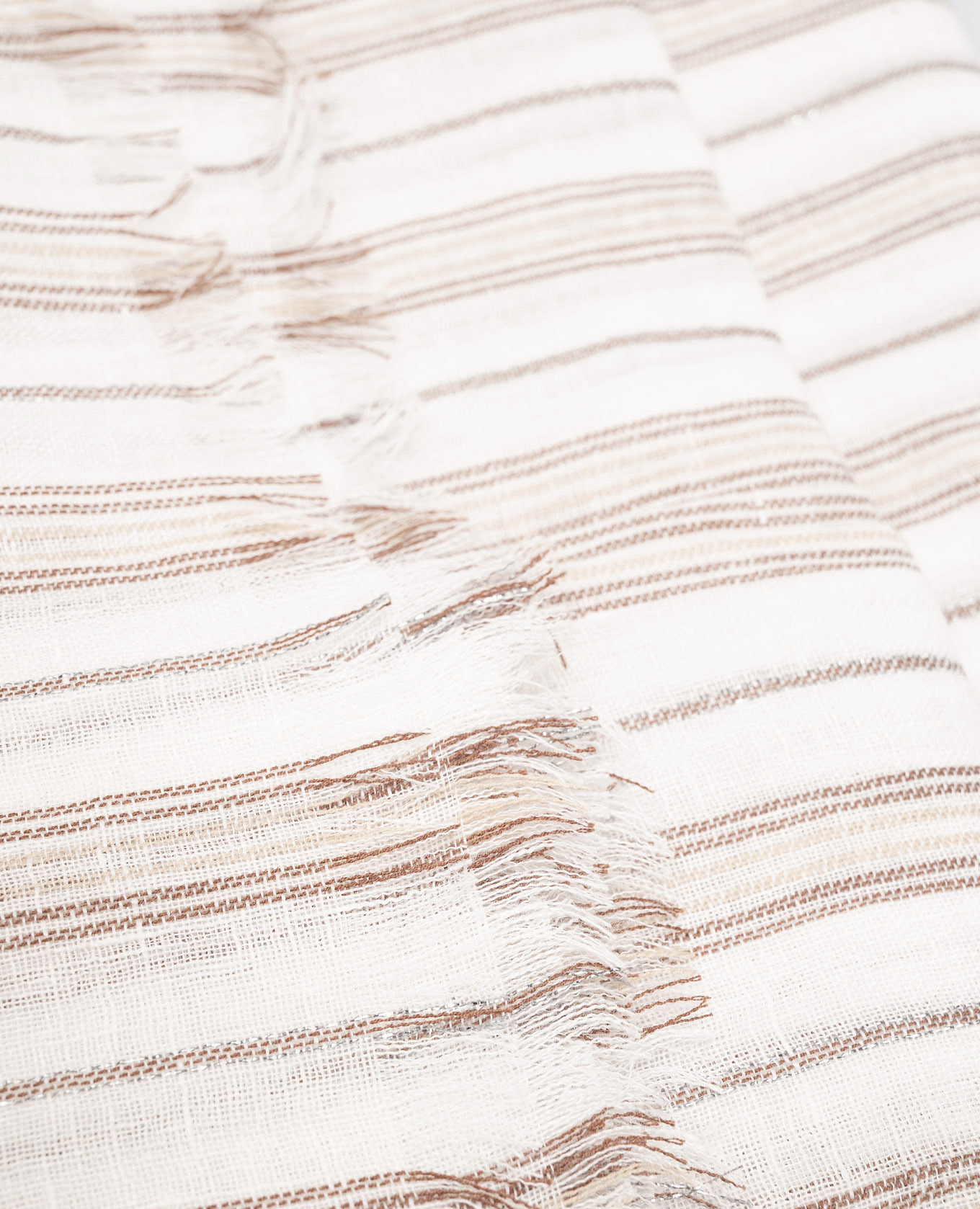 White striped stole with linen Brunello Cucinelli 3