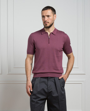 Cashmere&Whiskey Burgundy polo shirt with silk FS05