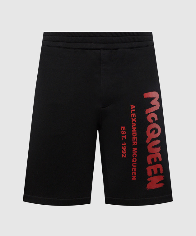 Alexander McQueen - Black shorts with logo print 688717QTAAB