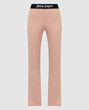 Palm Angels Pink flared pants with a logo pattern PWCH017S24FLE001