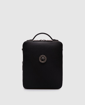Stefano Ricci Black leather bag with ruthenium-plated emblem ND218GTUMR