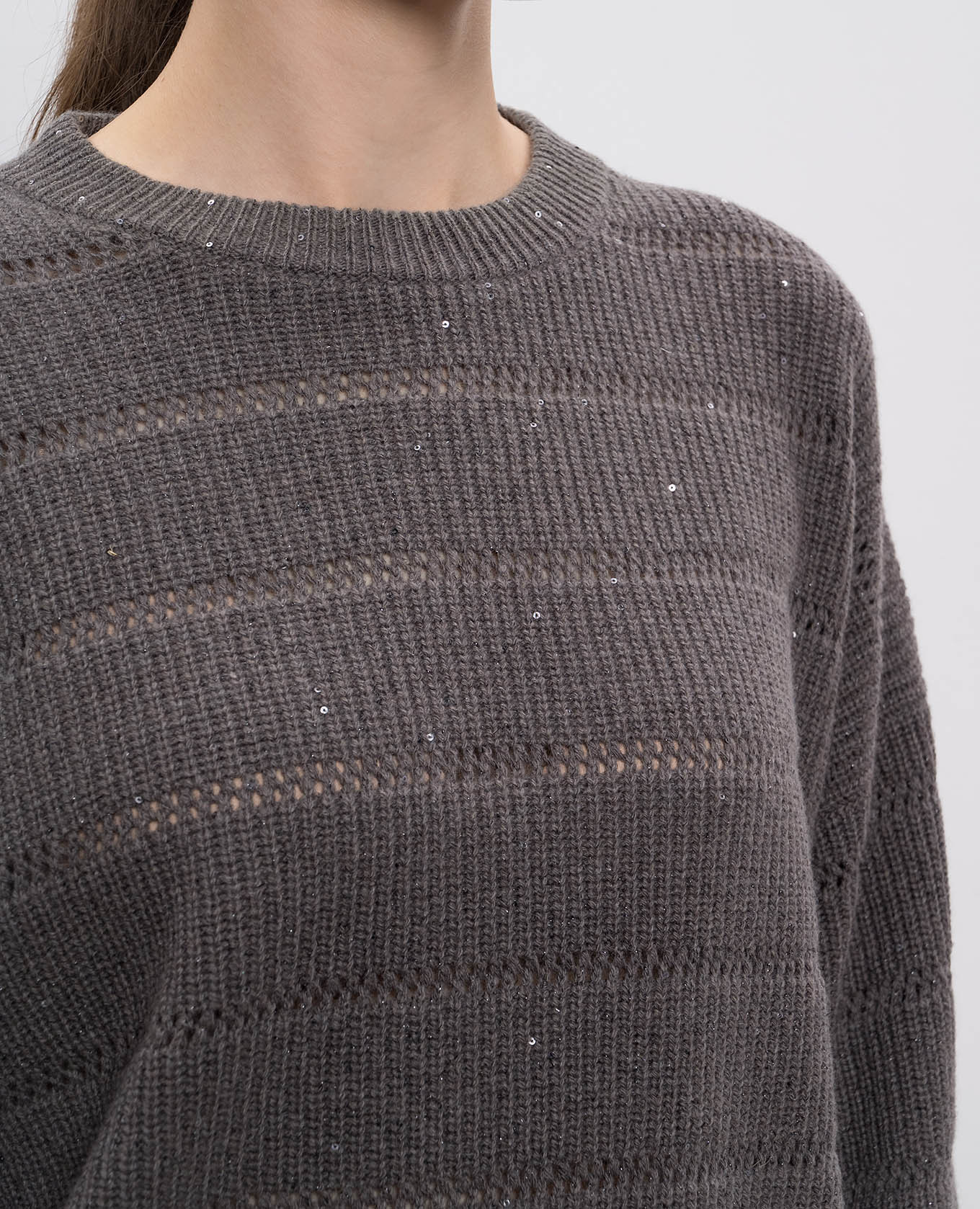 

Dazzling grey cashmere and wool sequin sweater Brunello Cucinelli