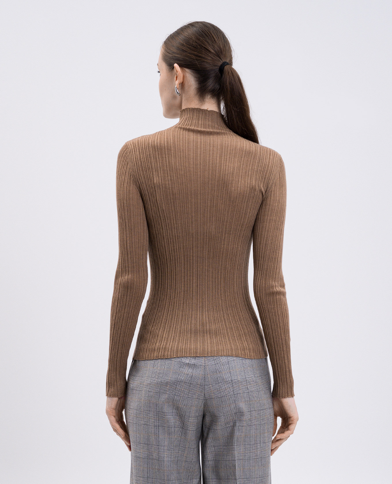 Brown cashmere, wool and silk turtleneck Agnona 4