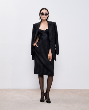 Dolce&Gabbana Black striped wool skirt F4CXUTFR21X