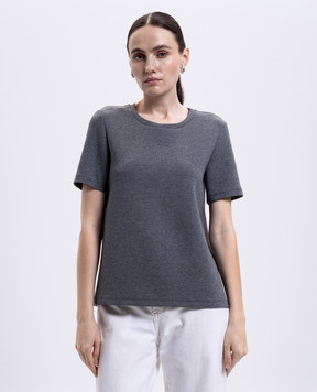 Max Mara TUBO grey melange T-shirt with logo embroidery TUBO