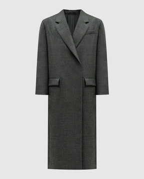 Brunello Cucinelli Gray wool coat with monil chain MD5739860P