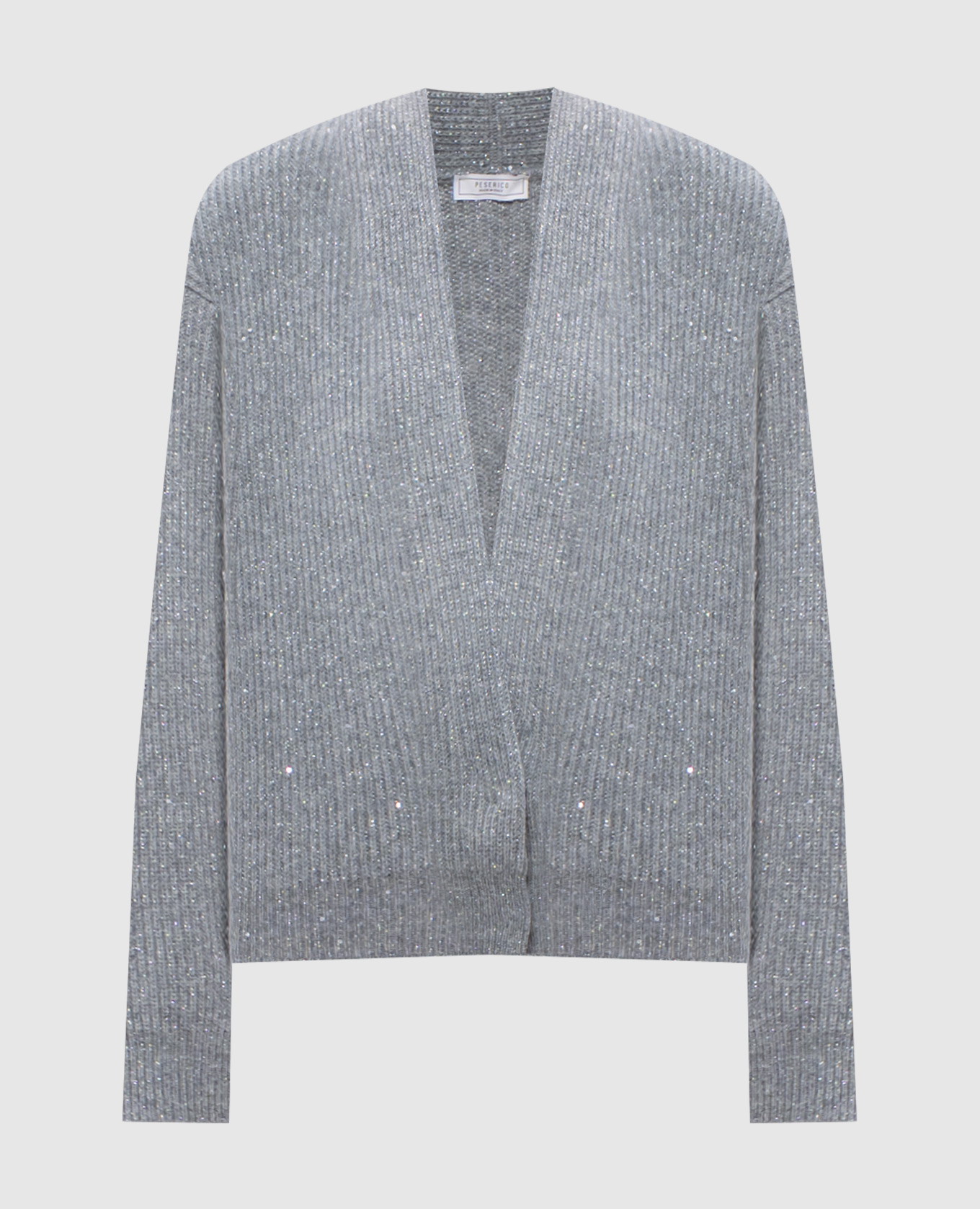 Gray wool and cashmere cardigan with lurex and sequins peserico