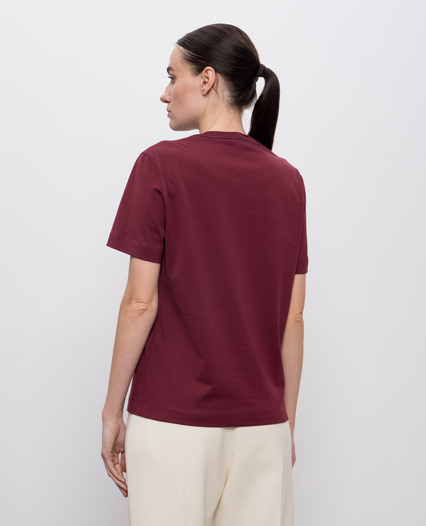

Burgundy straight-cut T-shirt Brunello Cucinelli