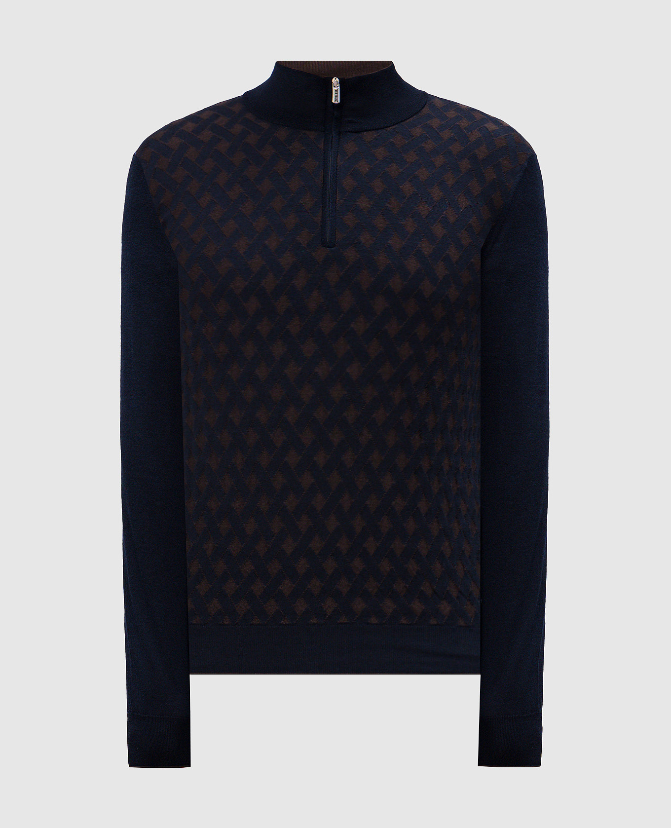 

Blue wool and silk jumper in a woven pattern Bertolo Cashmere