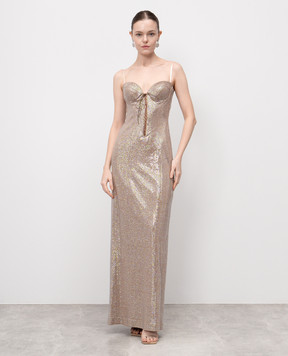 Giuseppe Di Morabito Milano Beige bustier maxi dress with crystals 04SSDR457FC04428AC