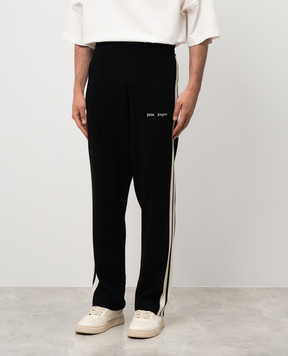 Palm Angels Black sweatpants in wool and cashmere with logo embroidery PMHG004F24KNI001