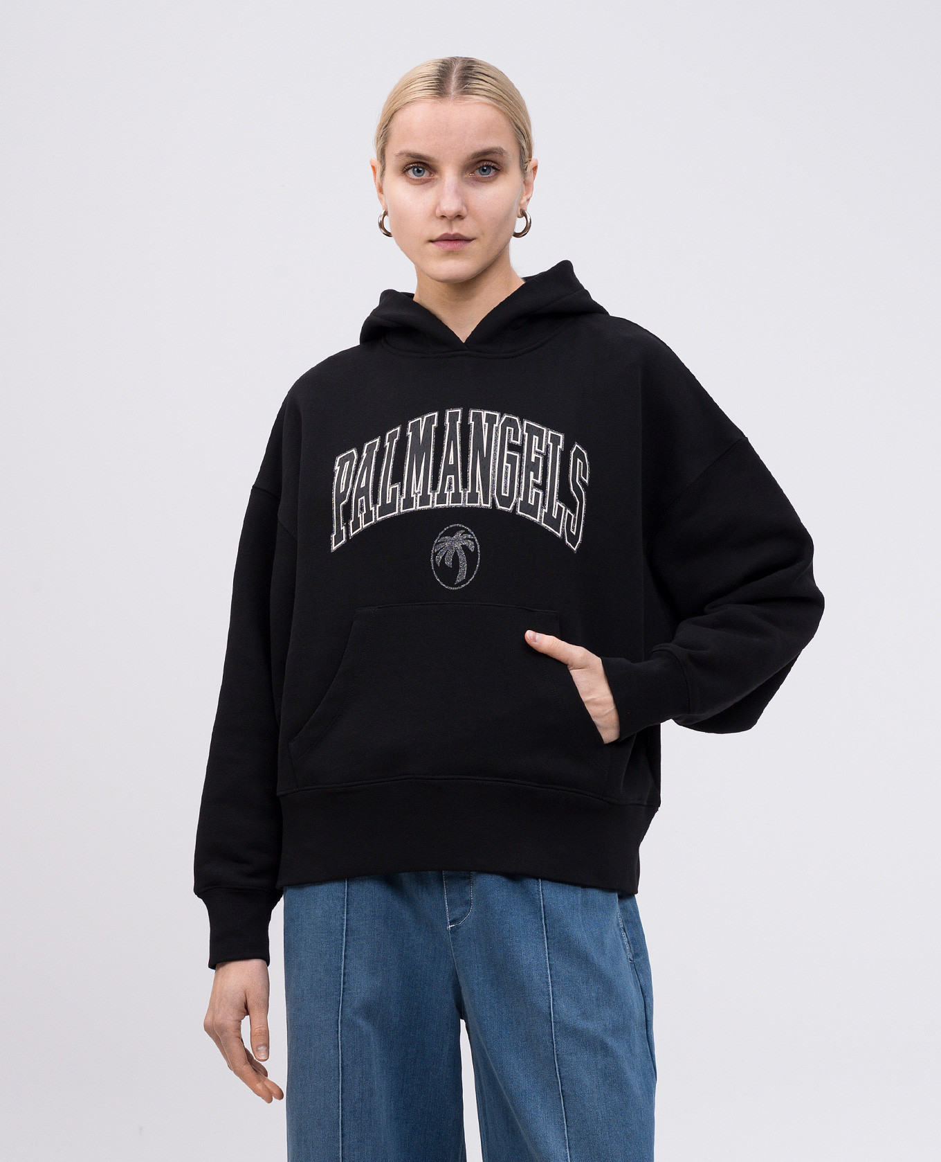 

Black hoodie with logo print Palm Angels