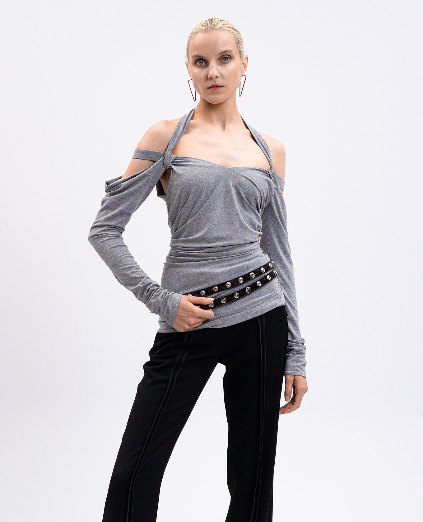 Gray leather belt The Attico 2