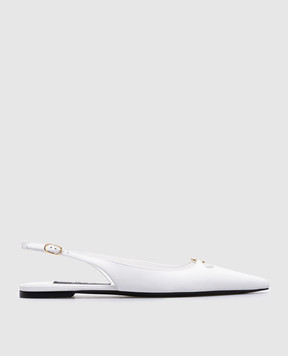 Dolce&Gabbana White leather slingbacks with metal DG logo CG0795A1953