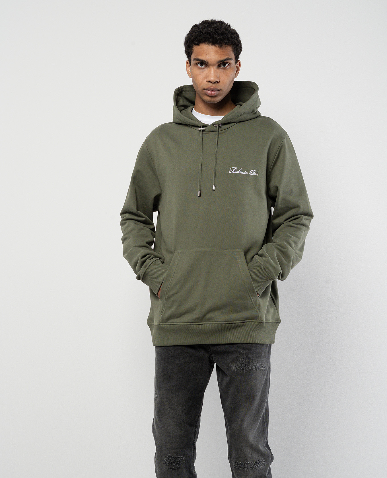 

Green hoodie with logo embroidery Balmain