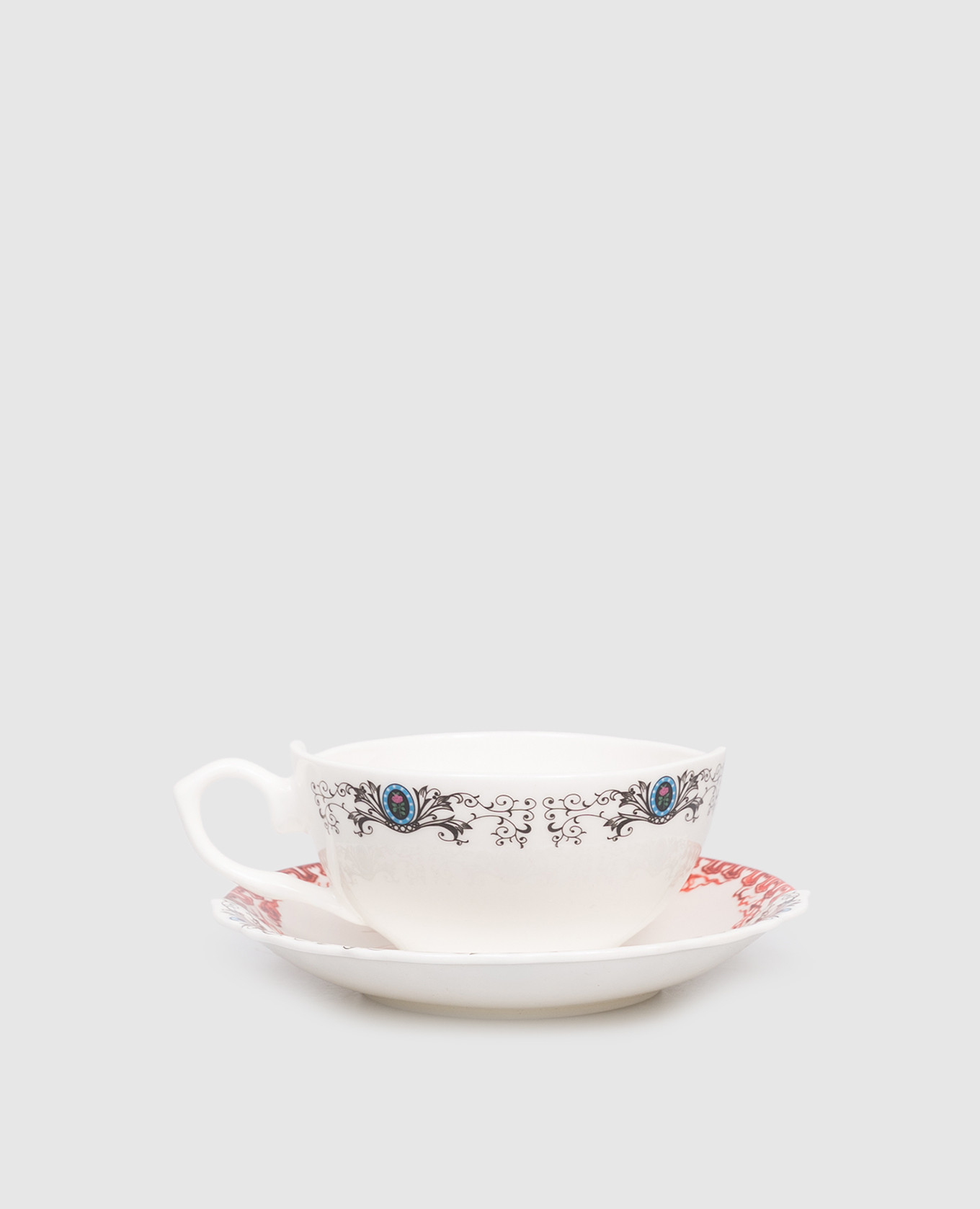 White porcelain Zora tea set with cup and saucer SELETTI
