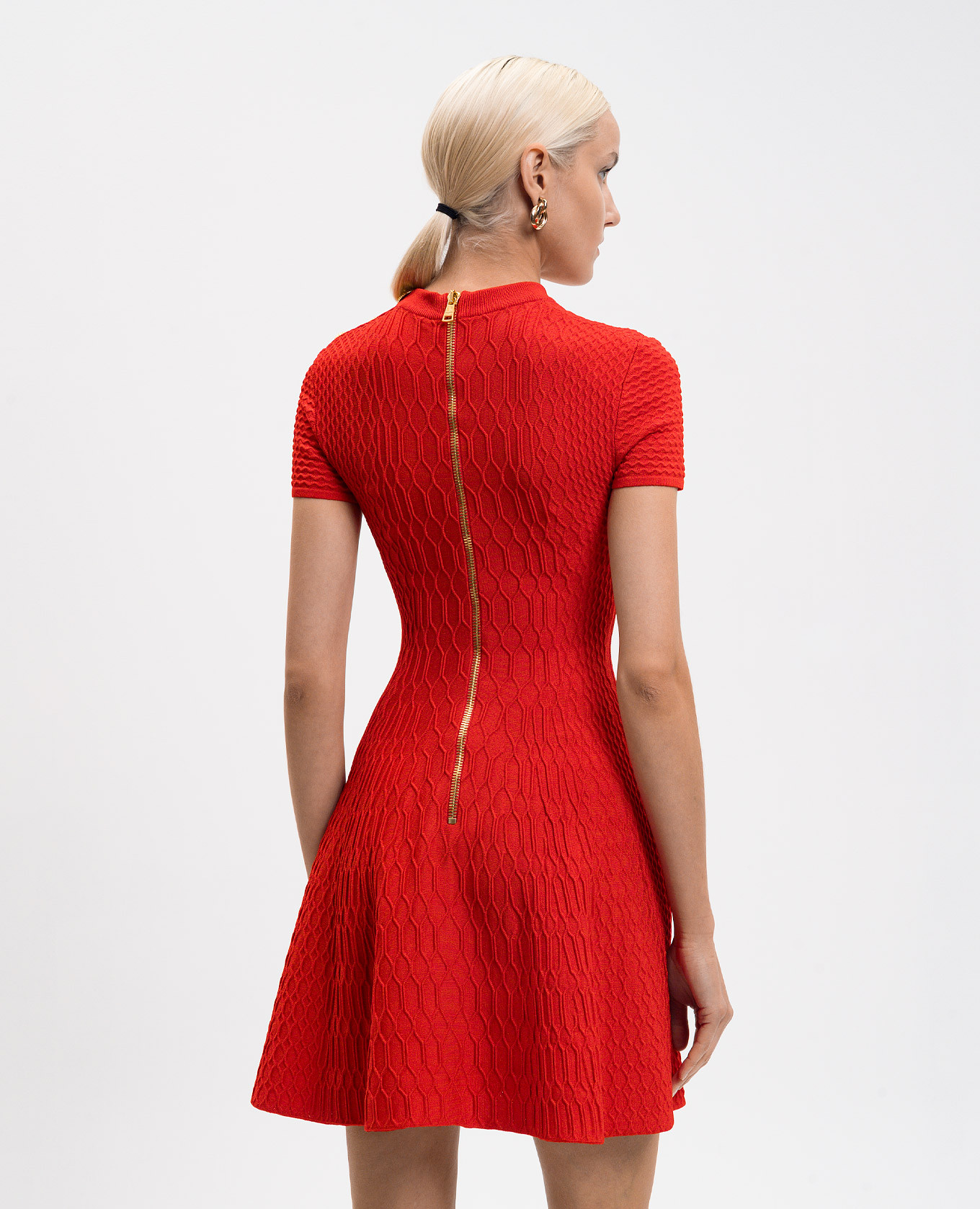

Red mini dress with textured pattern Balmain