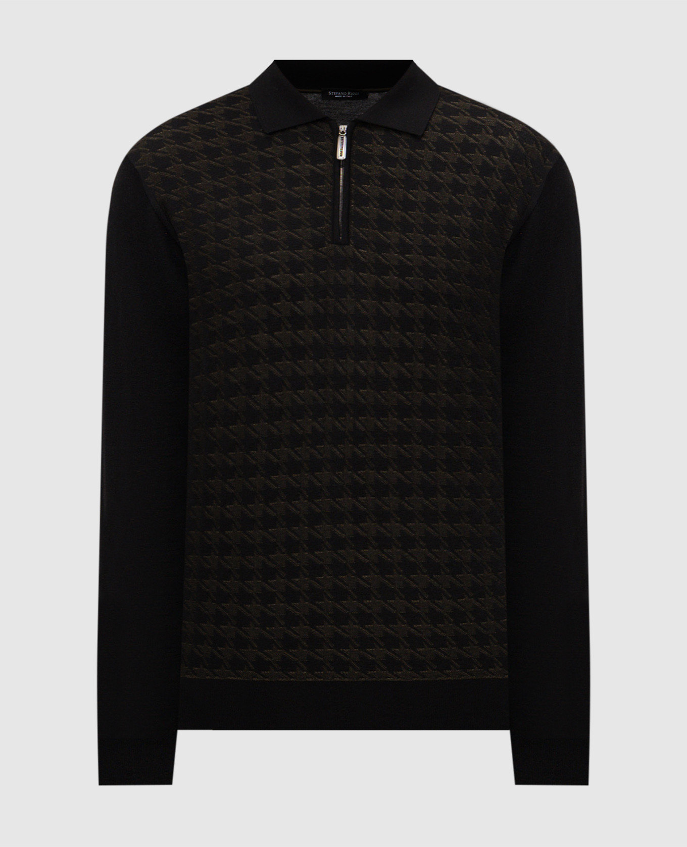 

Black polo shirt made of wool, silk and cashmere in a pattern Stefano Ricci