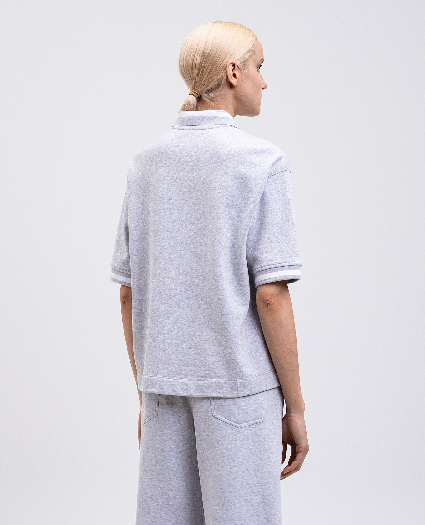 

Grey melange polo with logo emblem Brunello Cucinelli