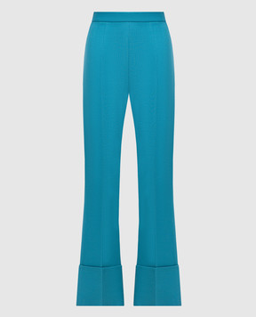 Valentino Blue wool and silk flared trousers with lapels 6B3RB6451CF
