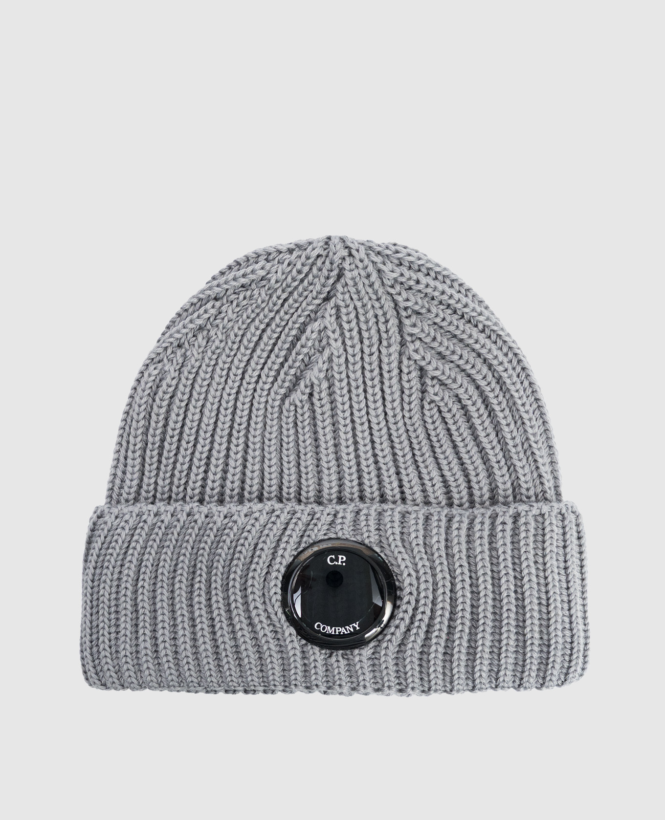 

Grey wool hat with logo patch C.P. Company