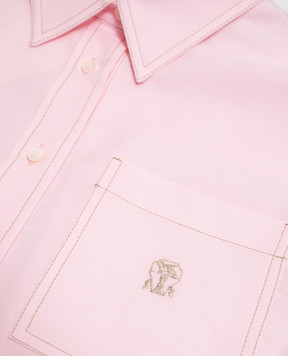 Brunello Cucinelli Children's pink shirt with embroidered logo emblem BA600C858C