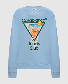 Casablanca Blue sweatshirt with logo print UWPS25JTP29303