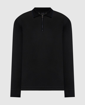 Stefano Ricci Black wool polo shirt with emblem K909051P30T25303