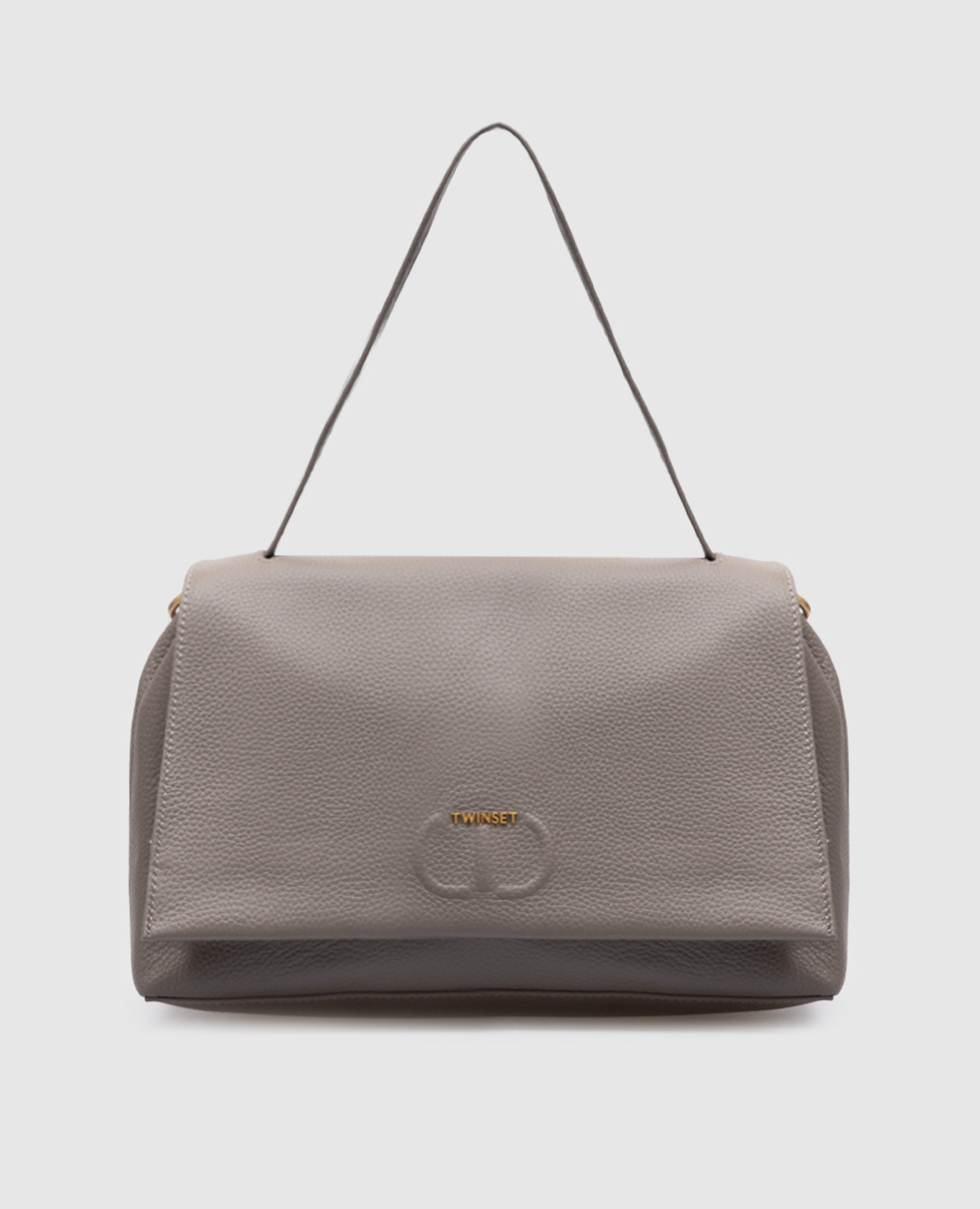

Gray leather bag with logo Twinset, Grey
