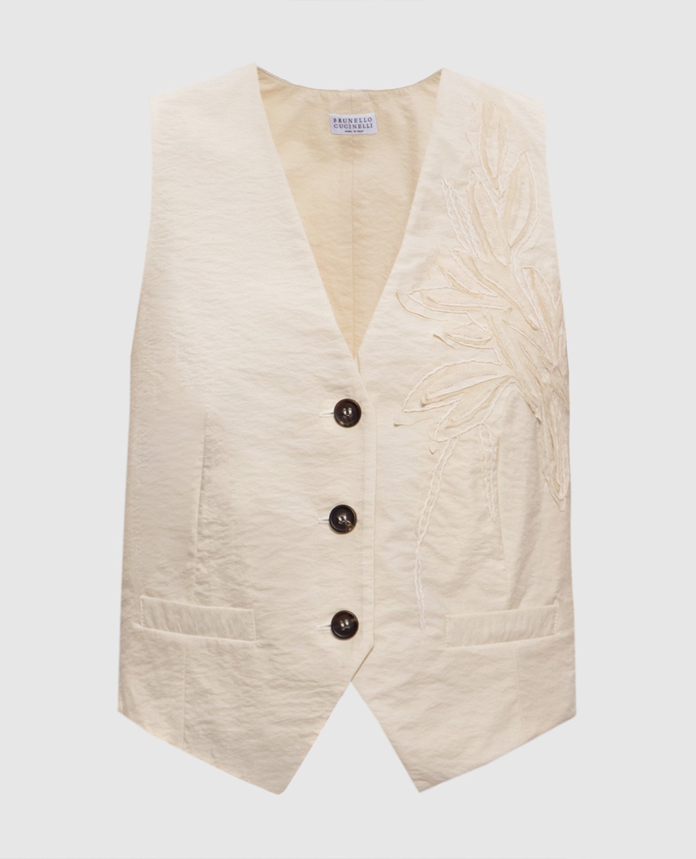 

Beige vest with applique Brunello Cucinelli