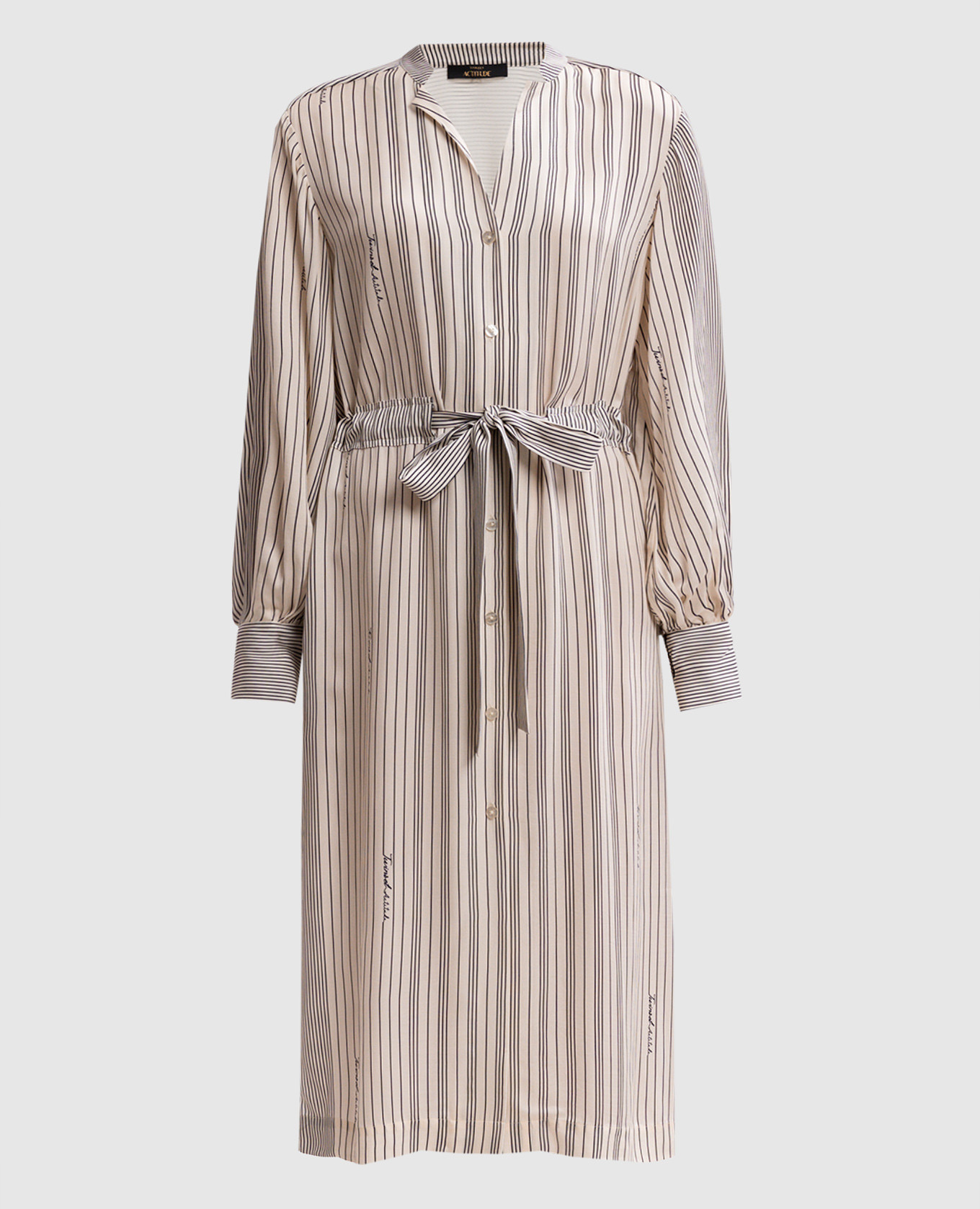 

Beige striped midi shirt dress with logo Twinset Actitude