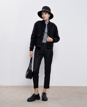 Peserico Gray wool, silk and cashmere trousers with branded patch P0421802579