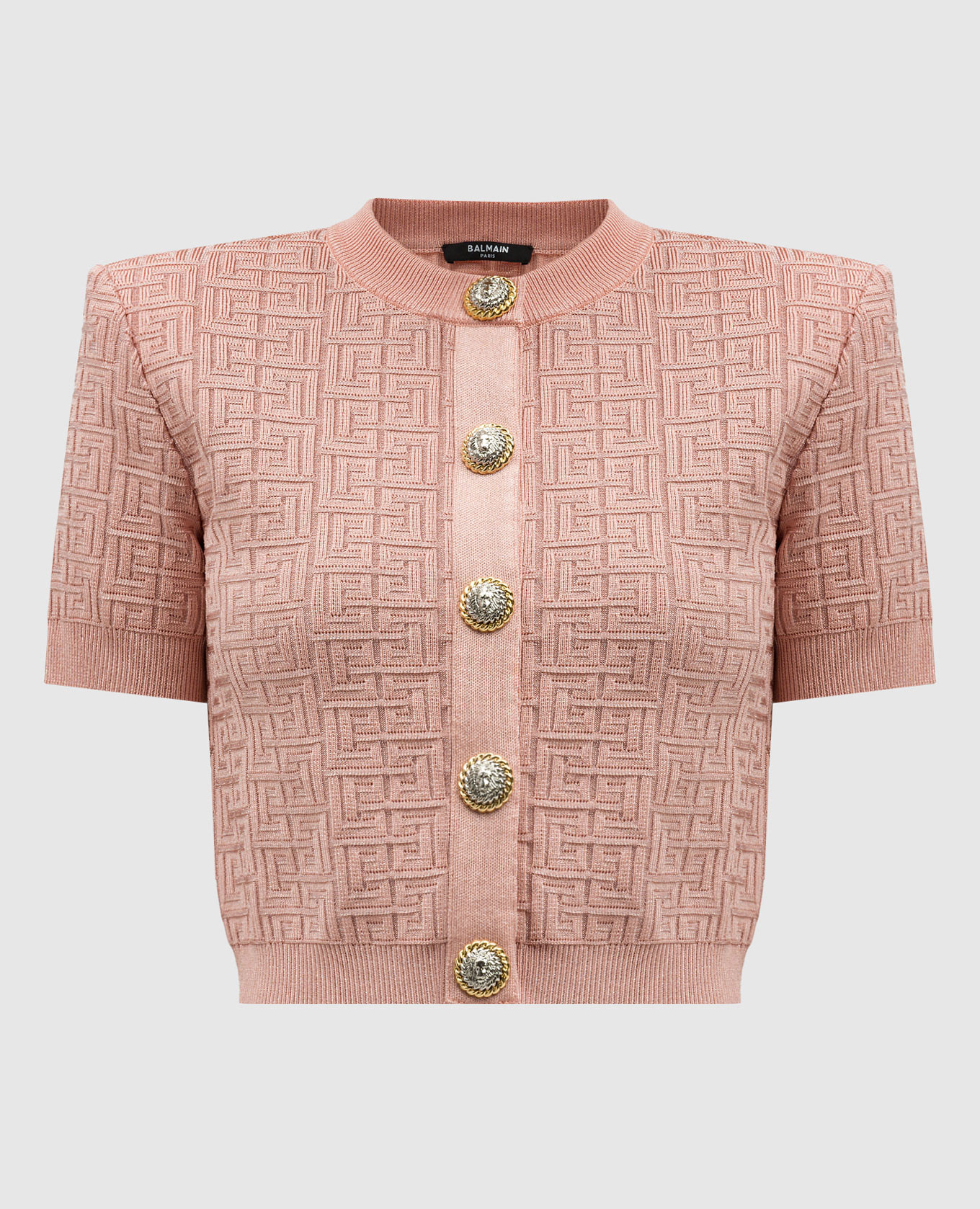 

Pink PB Labyrinth textured lurex cardigan Balmain