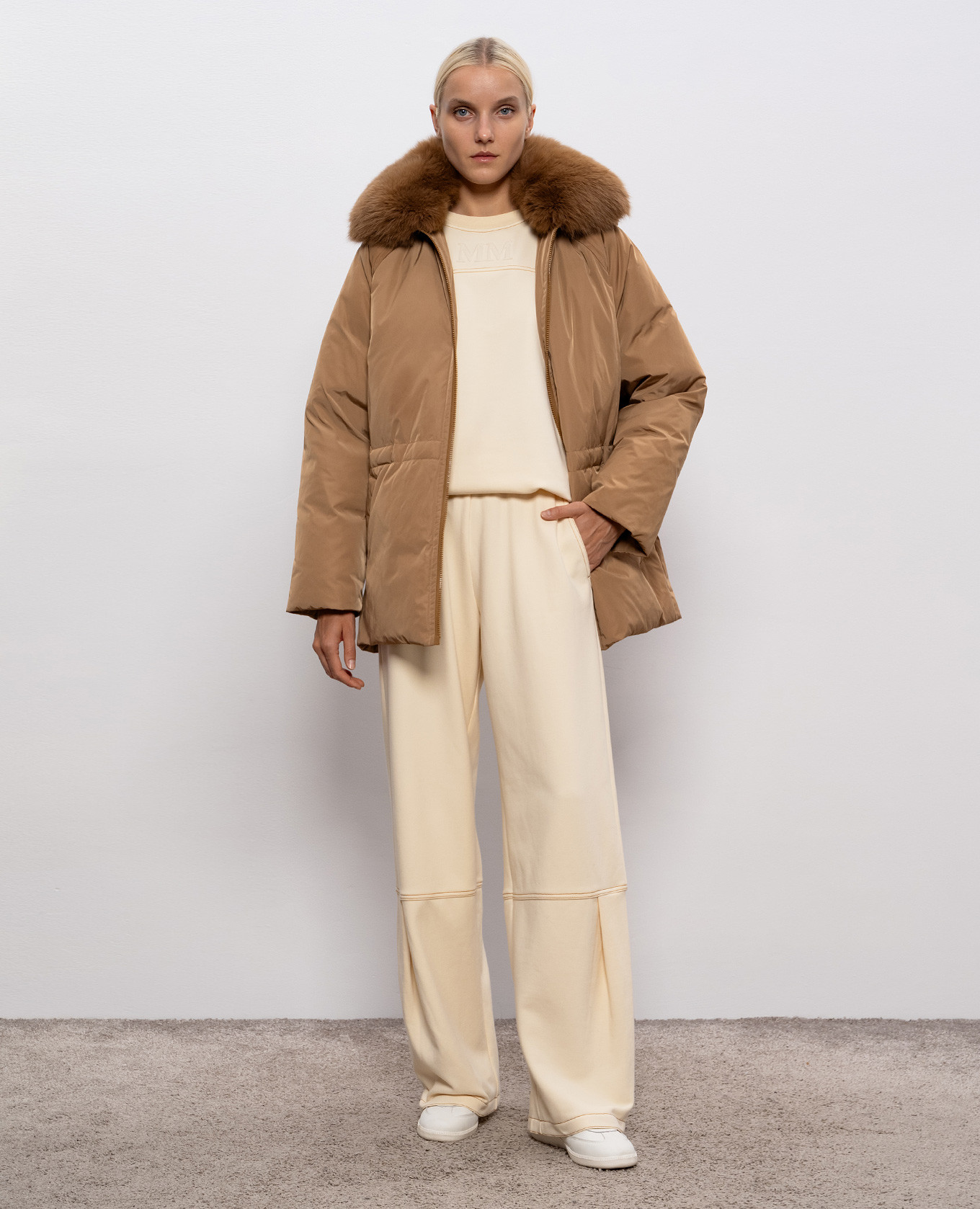 

Beige sweatshirt MOGOL with textured monogram Max Mara