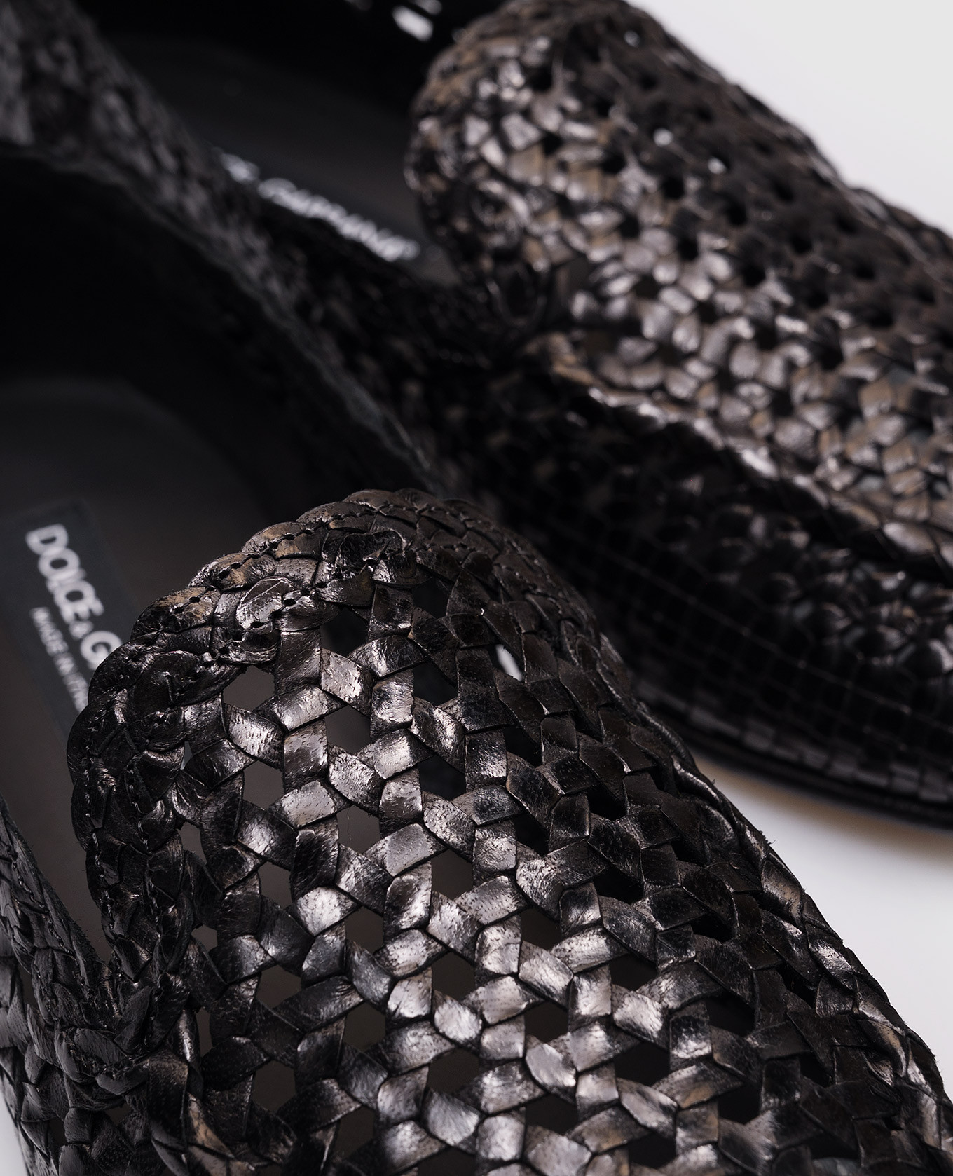 

Black leather loafers with weaving Dolce&Gabbana