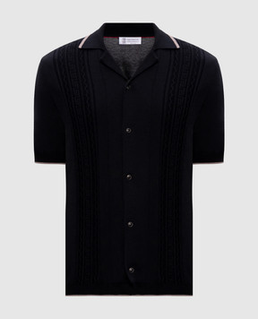 Brunello Cucinelli Black shirt with geometric pattern M29203415