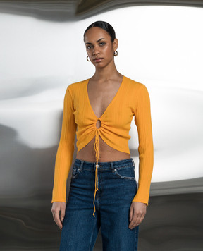Solotre Orange ribbed top M3B0003
